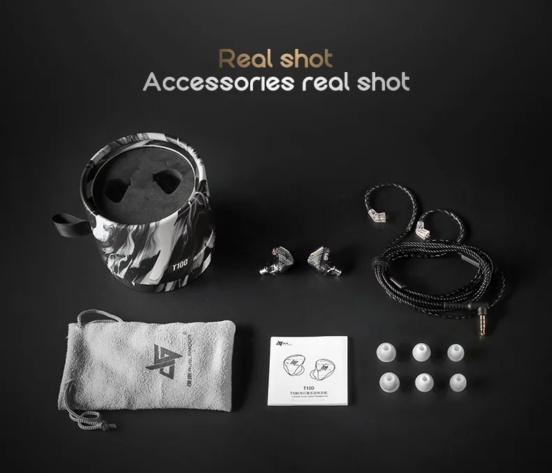 Auglamour T100 двойные динамические наушники с микрофоном в ухо HIFI смоляные Заказные со