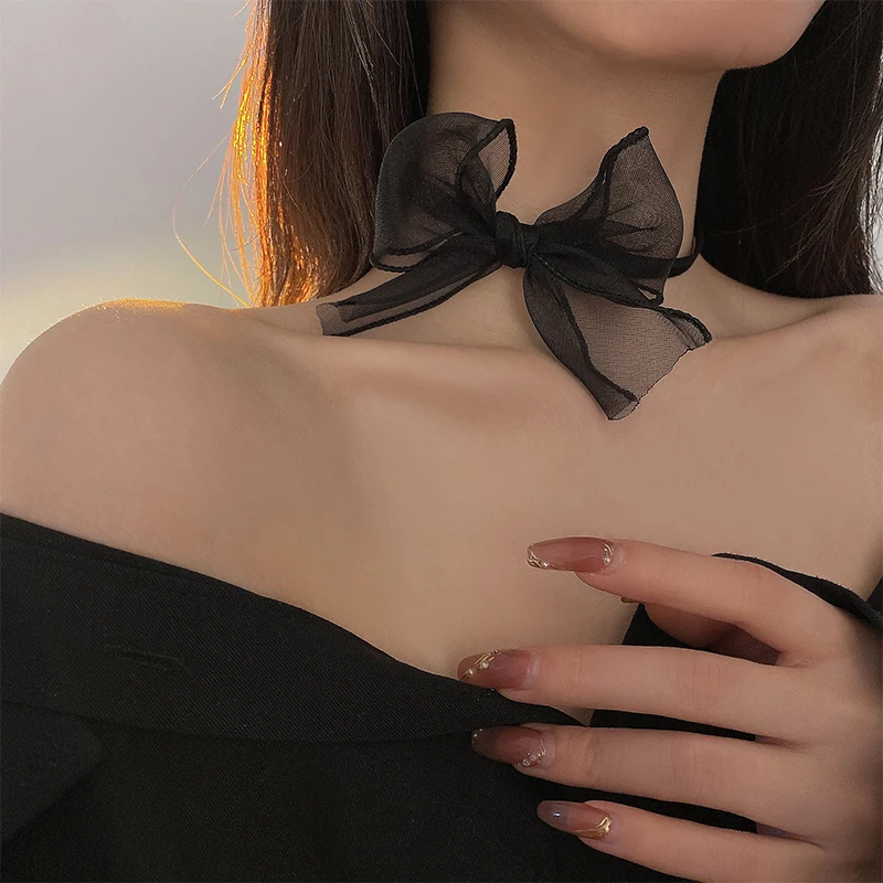 

Цепочка с большим бантом до ключиц, нишевой дизайн, онлайн авторитет, новинка 2021, женское украшение Ins, ожерелье, аксессуары