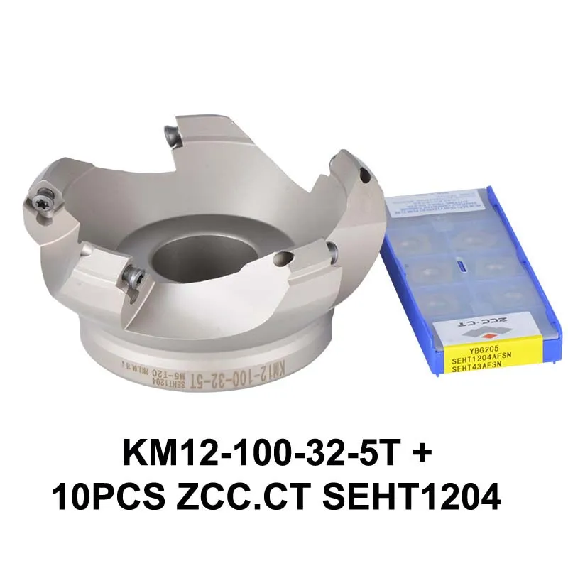 KM12-100-32-5T-SEHT Плиты фреза KM12 50 мм 63 мм 80 мм 100 мм фрезерные инструменты с ЧПУ для вставок SEKT1204 и SEHT1204 - Длина режущей кромки: KM12-100-32-5T-SEHT