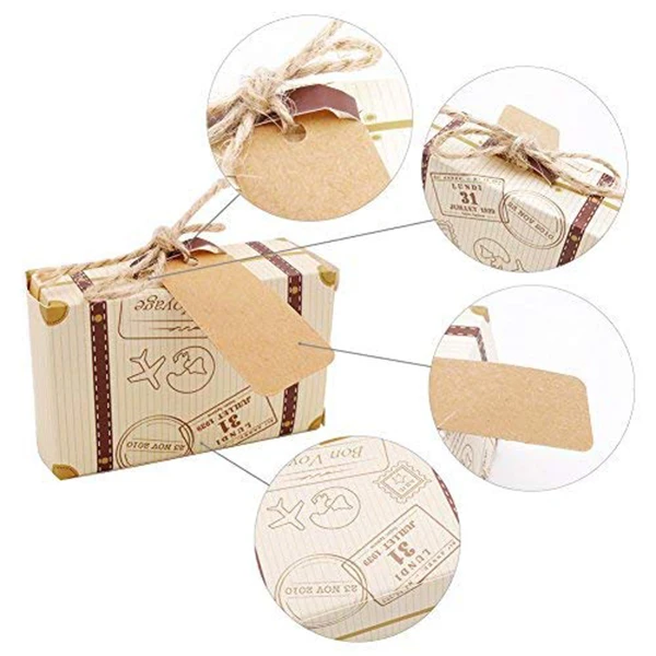 50 шт мини-чемодан Подарочная коробка вечерние конфет Винтаж крафт Бумага с