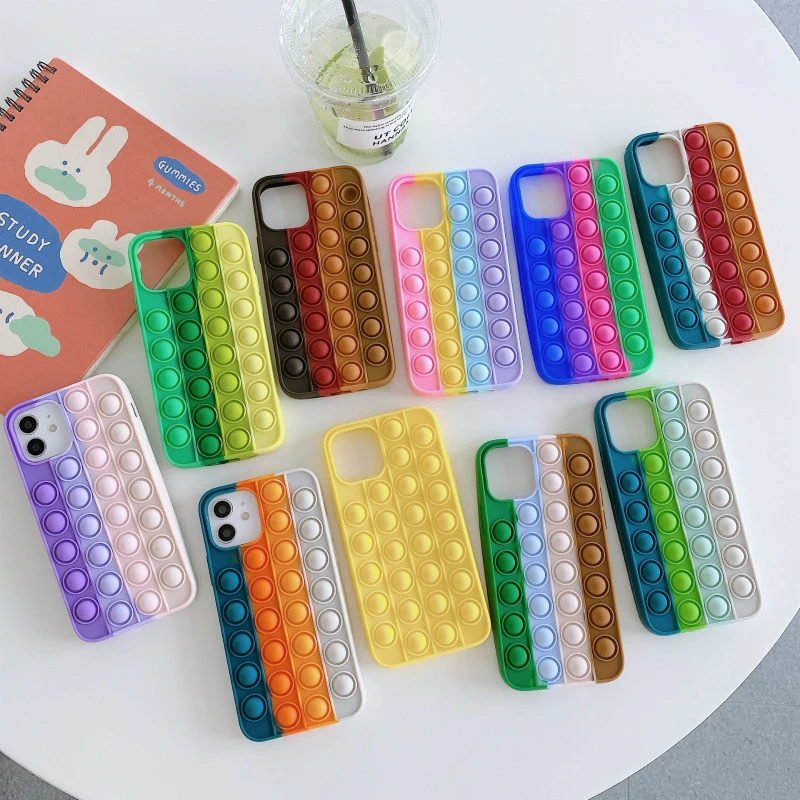 

Anti-fall Silicone Phone Case Relieve Stress Squeeze Push Bubble Cover For Apple 11 12 7 Pro Max X XS XR XSMAX Soft Cover