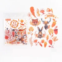 40 pcs pack autumn forest animals leaves adhensive stickers decorative album diary hand account decor