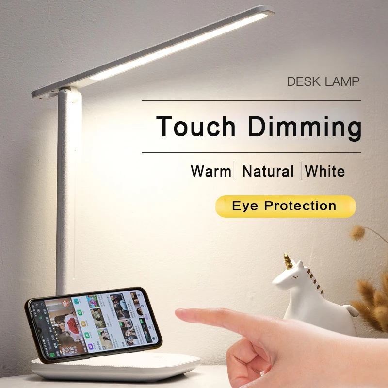 

LED Desk Lamp Foldable Three-speed Touch Dimming Table Lamp USB Rechargeable DC5V Beside Reading Night Light Lamp Eye Protection