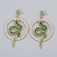 jujia vintage pendant earrings for women luxury brand snake crystal statement dangle earrings female jewelry gifts