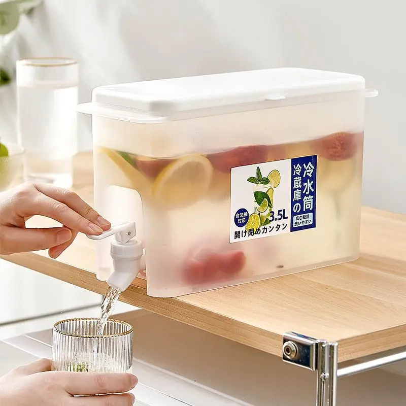 

3.5L Water Jug With Faucet Cold Water Bottle Kettle TeaPot Lemon Juice Jugs Kitchen Drinkware Container Heat Resistant Pitcher