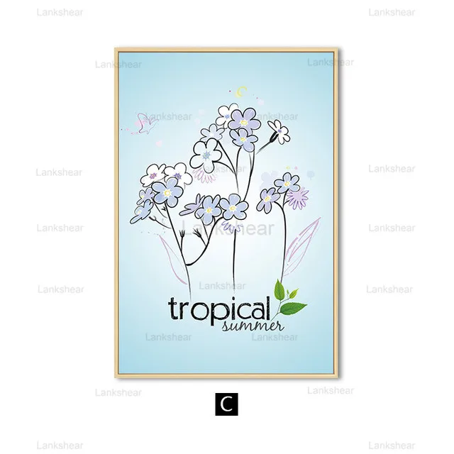 Скандинавский тропический растительный принт акварельный розовый цветок