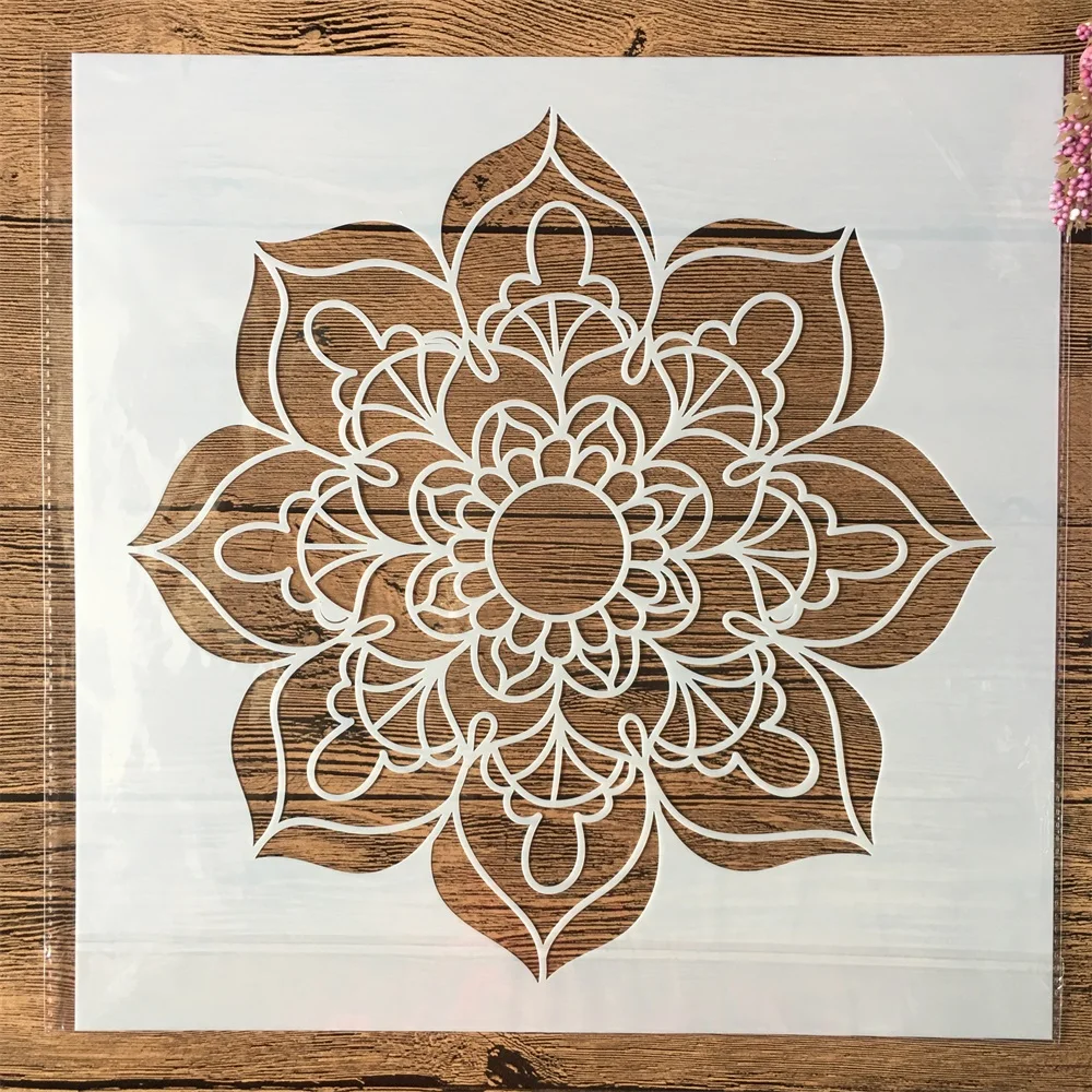 30*30 см большой цветок мандалы DIY многослойные трафареты настенная живопись