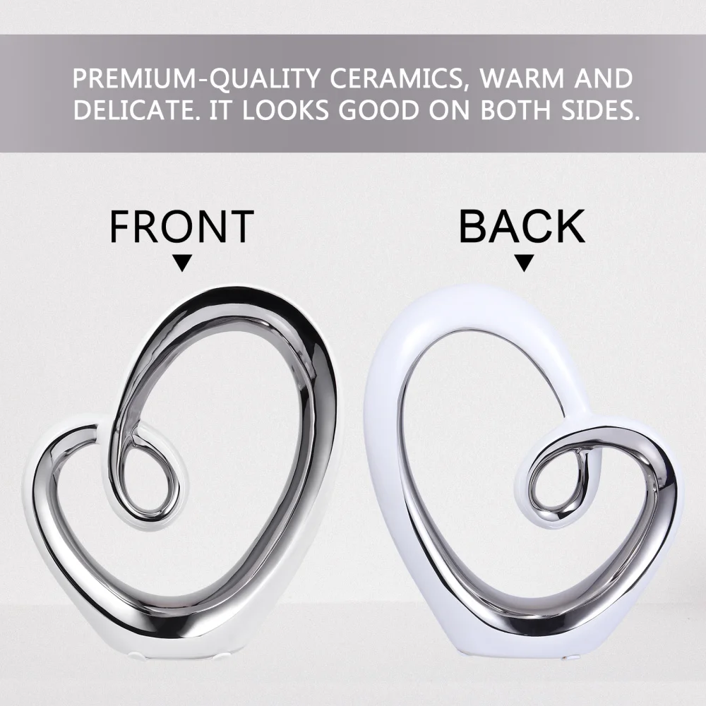 

1Pc Ceramics Heart-shaped Adornment Creative Heart Sculpture Desktop Decoration