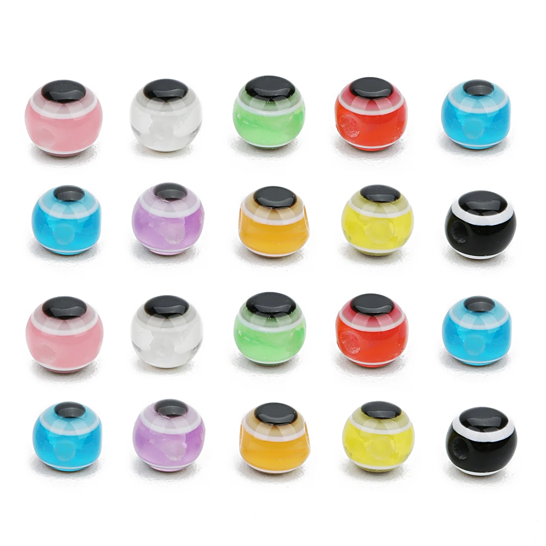 

100pcs/lot 5 6 8 10 12mm Round Spacer Beads Evil Eye Beads Resin Spacer Beads For Jewelry Making Bracelet Necklace Charms