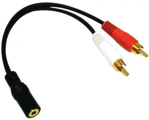 

2 RCA male head and 3.5 mm stereo initials head, 6 inch gold plated connectors, Y type cable