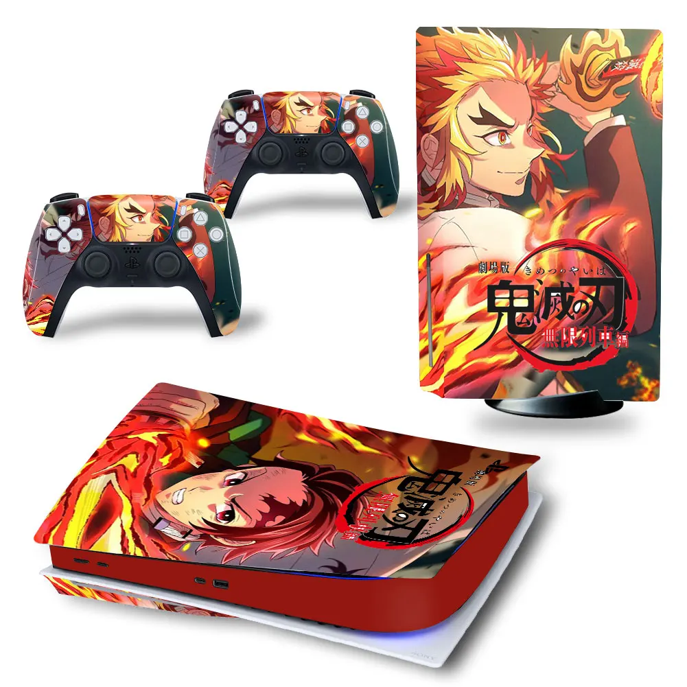 Anime Demon Slayer PS5 Disk Standard Disc Edition Skin Sticker Decal Cover for PlayStation 5 Console Controllers | Электроника