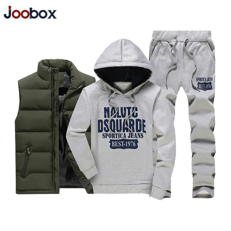Плотный мужской спортивный костюм теплый комплект из 3 предметов осенняя