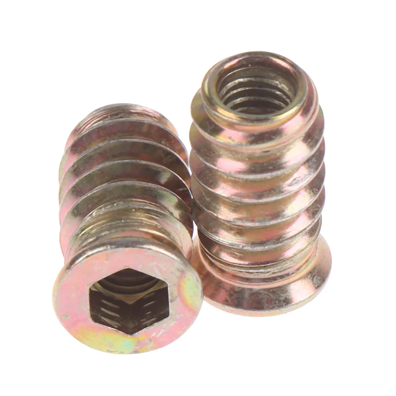 10 шт. M6 оцинкованная резьба из углеродистой стали для деревянной вставки гайка с