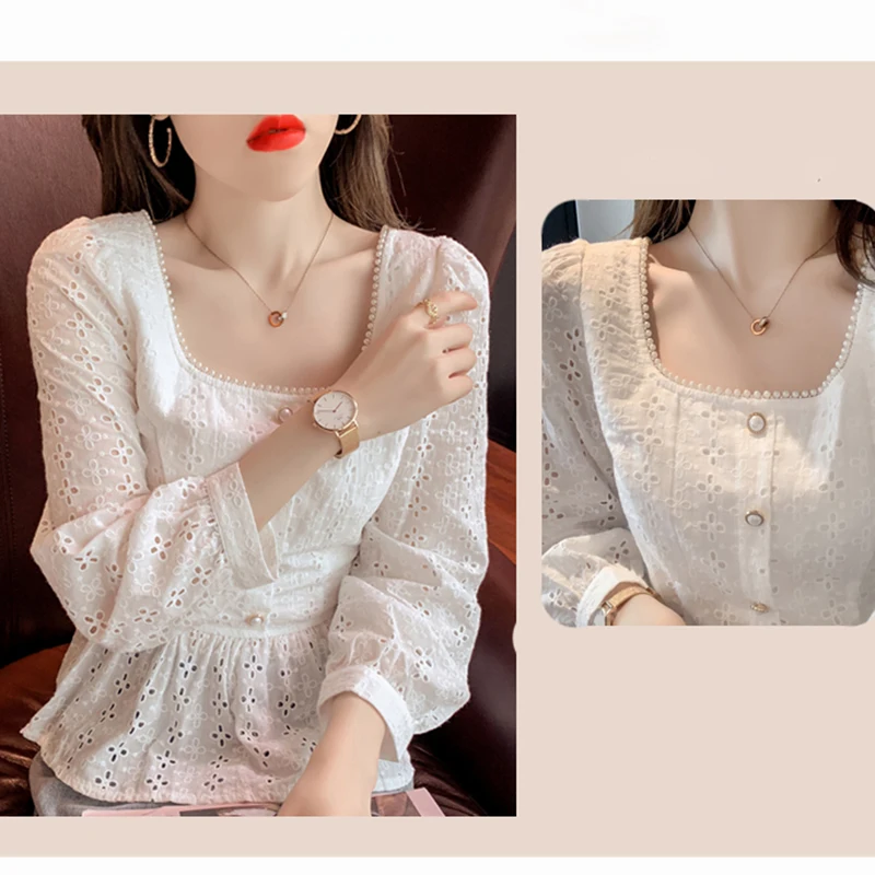 

Ciyesay women's clothing 2021 korean fashion summer white shirt Long sleeve blouse short tops white shirt women's elegant blous