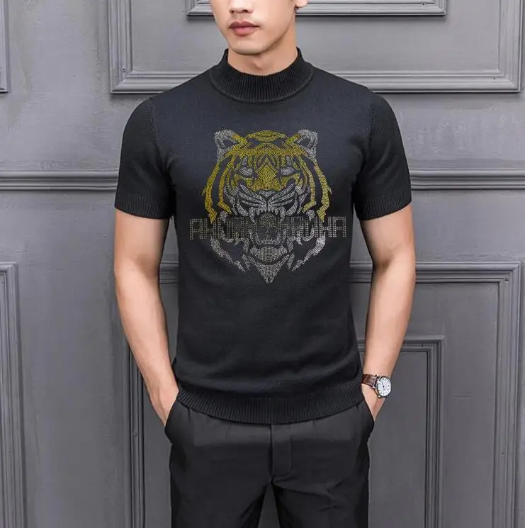 

New Summer Men Sweater Short Sleeves Top Sweater Male O-neck Pullover asain Size Casual Knitted