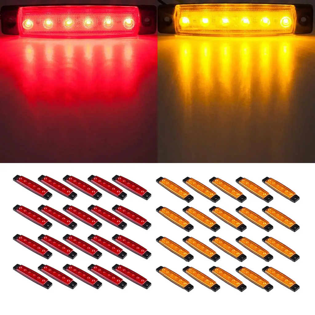 

20x 6LED Side Marker Indicator Light Truck Trailer Car Clearance 12V Red