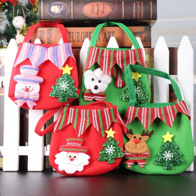 Портативная Рождественская сумка-тоут для конфет с 3D мультяшными куклами