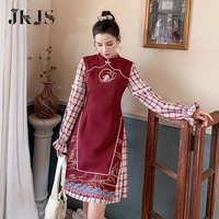 red cheongsam skirt modern style young girl han element national fashion womens improved chinese style dress