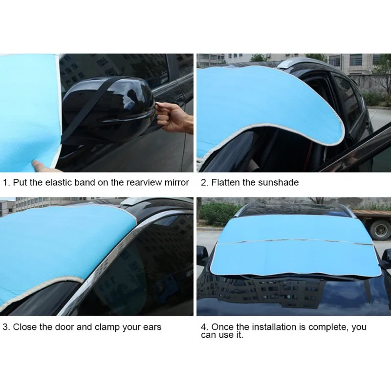 

Car Windshield Snow Sunshade Cover GlassMulti-Function Protective Cover Car Sun Block Anti-snow Frost Foldable Sunshade