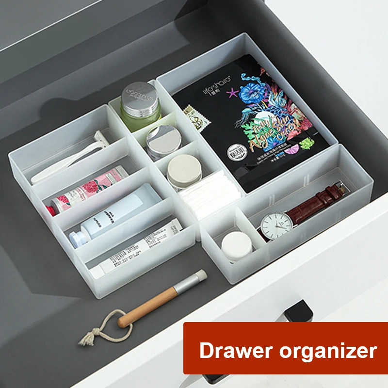 

Plastic Adjustable Partition Drawer Storage Box Can Box Separator Grid Organizer Cell Desktop Storage Panties Socks Box