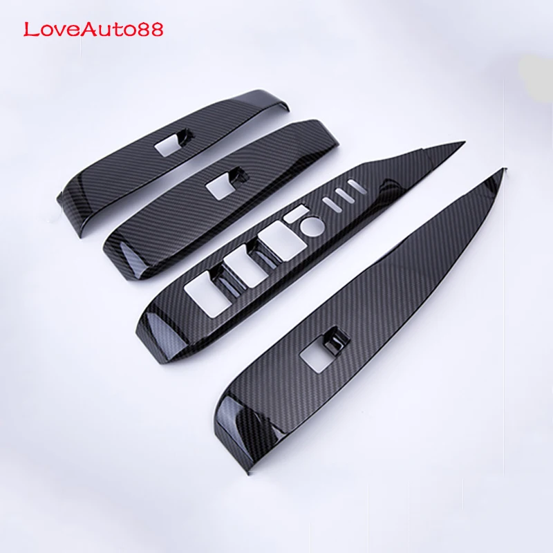 4Pcs Door Window Lift Switch Button Cover Trim Panel Car Carbon Fiber Sticker Fit For Toyota Camry 2018 2019 2020 2021 | Автомобили и
