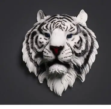 

BSTRACT WHITE TIGER HEAD SCULPTURE WALL MOUNTED RESIN ANIMAL TOTEM MASCOT DECORATION ART AND CRAFT PRESENT ORNAMENT ACCESSORIES