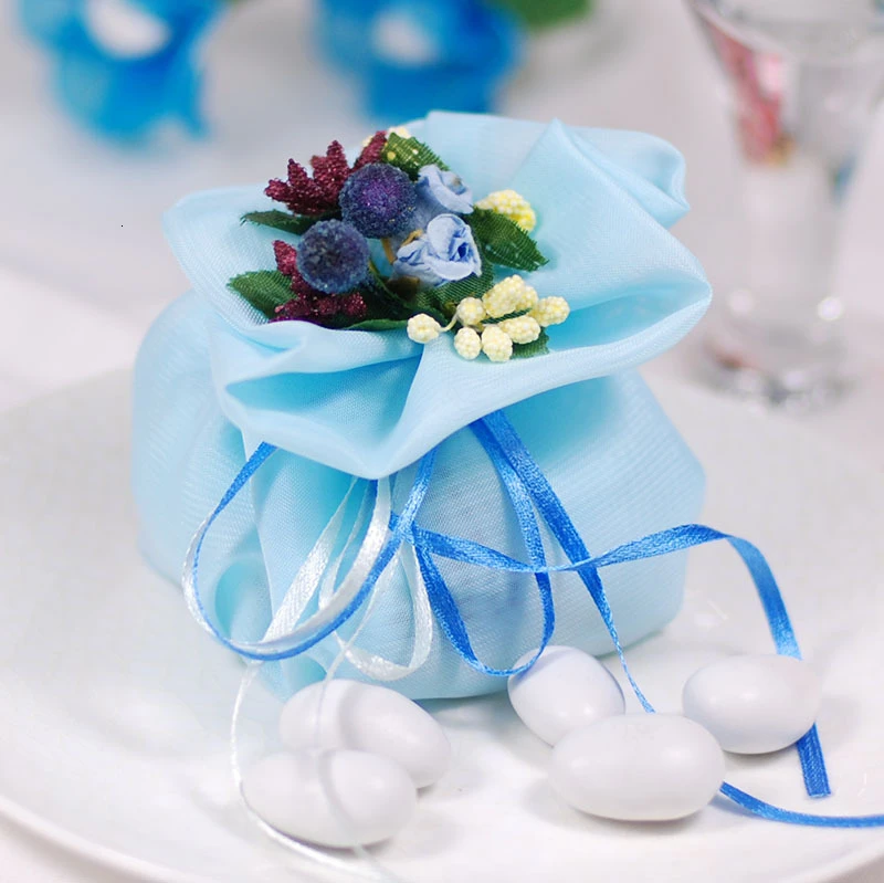 10 шт. Свадебная сумка коробка конфет на свадьбу Lembrancinhas Casamento свадебные подарки Свадебная коробка сладостей - Цвет: Sky Blue