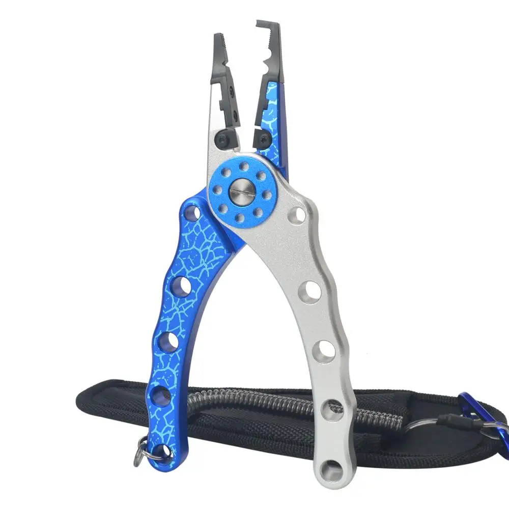 

New design Aluminum Alloy Fishing Pliers+Retention Rope 178g 19cm Hook Remover Line Cutter Multifunctional Fishing Tools