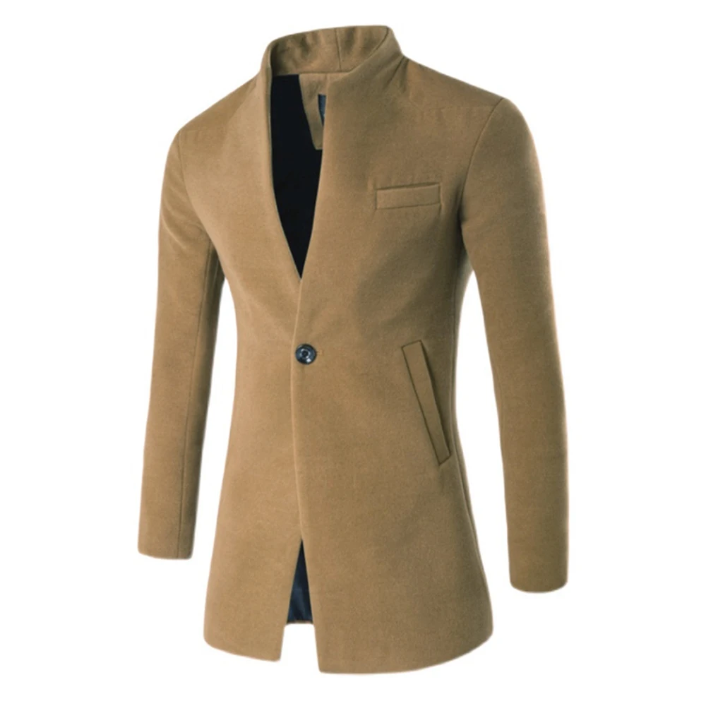 

Мужское однотонное пальто с воротником-стойкой, повседневная куртка на осень и зиму