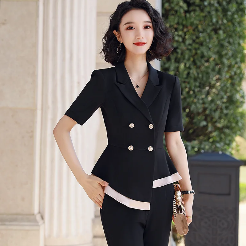 Костюм женский деловой из 2 предметов Модный Блейзер и юбка пиджак с коротким