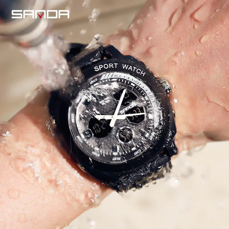 

SANDA New Electronic Watch Men's Waterproof Korean Fashion Female Middle School Student Multi-Functional Double Luminous Sports