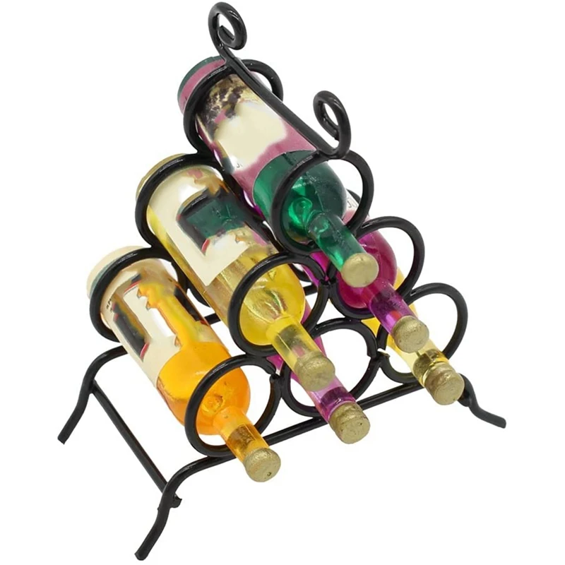 

1/12 Dollhouse Miniature Drink Wine Champagne Bottles with Storage Rack for Miniatures Dolls House Accessory