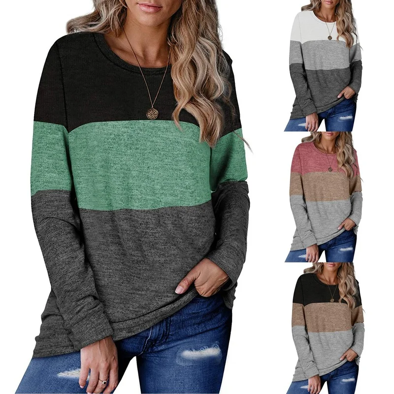 

Female Clothing Harajuku Patchwork Oversized T-shirt Vintage Loose Casual Tops Women 20221 O Neck Long Sleeve T-shirts X73