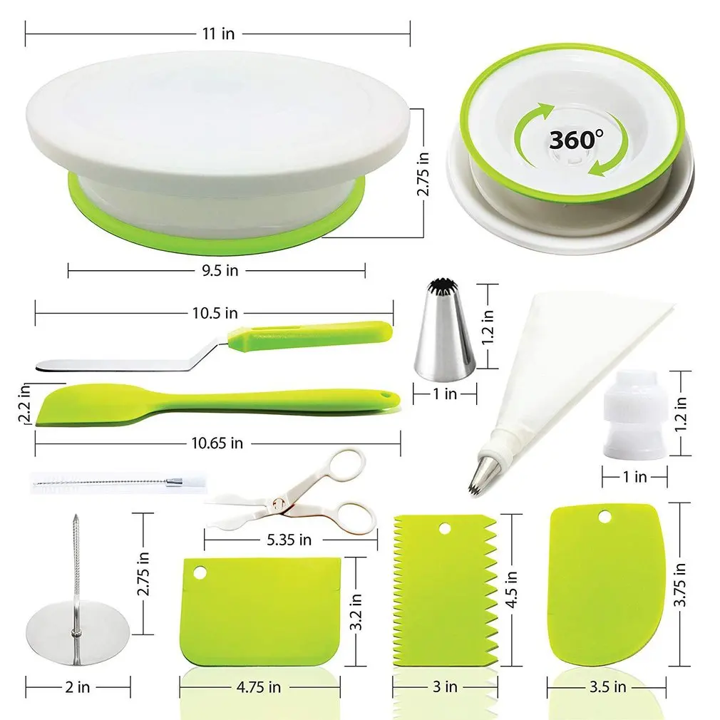 

New DIY Cake Decorating Bakery Tools Kit Cake Turntable Nozzle Set Pastry Tube Fondant Dessert Cake Baking Tool Kitchen Supplies