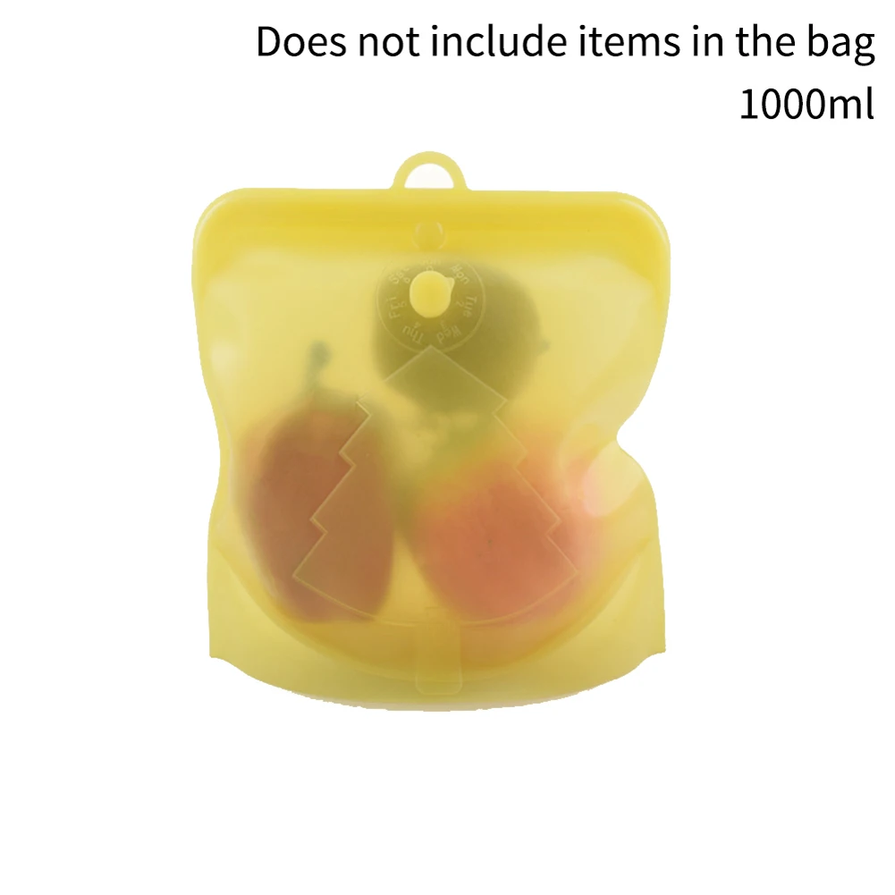 

Folding With Date Pointer Safe Fruit Snack Bag Keep Fresh Silicone Leakproof Kitchen Portable Food Storage Sealed Organizer