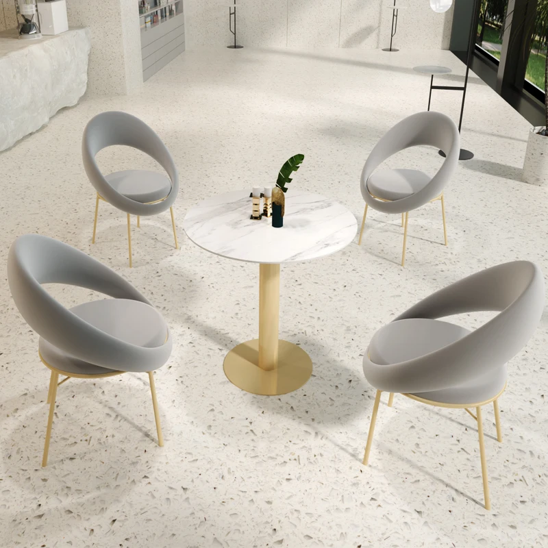 Customizable Coffee Table Chair Set Nordic Modern Minimalist Design Iron Dining Chairs Reception Negotiation Backrest Sofa Chair modern minimalist home furniture creative design plastic dining chair nordic backrest hotel chair negotiation leisure armchairs