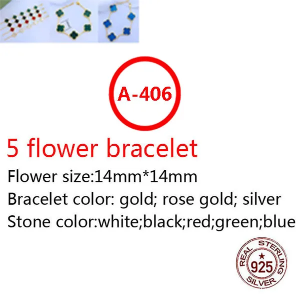 

A406 14mm 925 sterling silver bracelet high-end fashion romantic 5 flower clover bracelet fashion wild jewelry