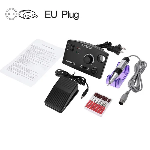MG028 Black EU Plug Аппарат для маникюра EUSC профессиональная 35000 об/мин Электрическая для ухода за ногтями сверлильный станок набор для акриловых гелевых ногтей - Цвет: MG028 Black EU Plug