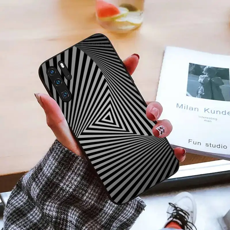 

art black white Psychedelic trippy Phone Case For Huawei honor Mate P 9 10 20 30 40 Pro 10i 7 8 a x Lite nova 5t