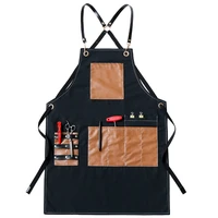patchwork canvas women apron kitchen accessories house cleaning baking cooking accessories hairdresser pinafore with tool pocket