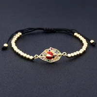 aibef new design leaf ladybug cubic zirconia bracelet rope charm copper beads adjustable for women wristband classic jewelry