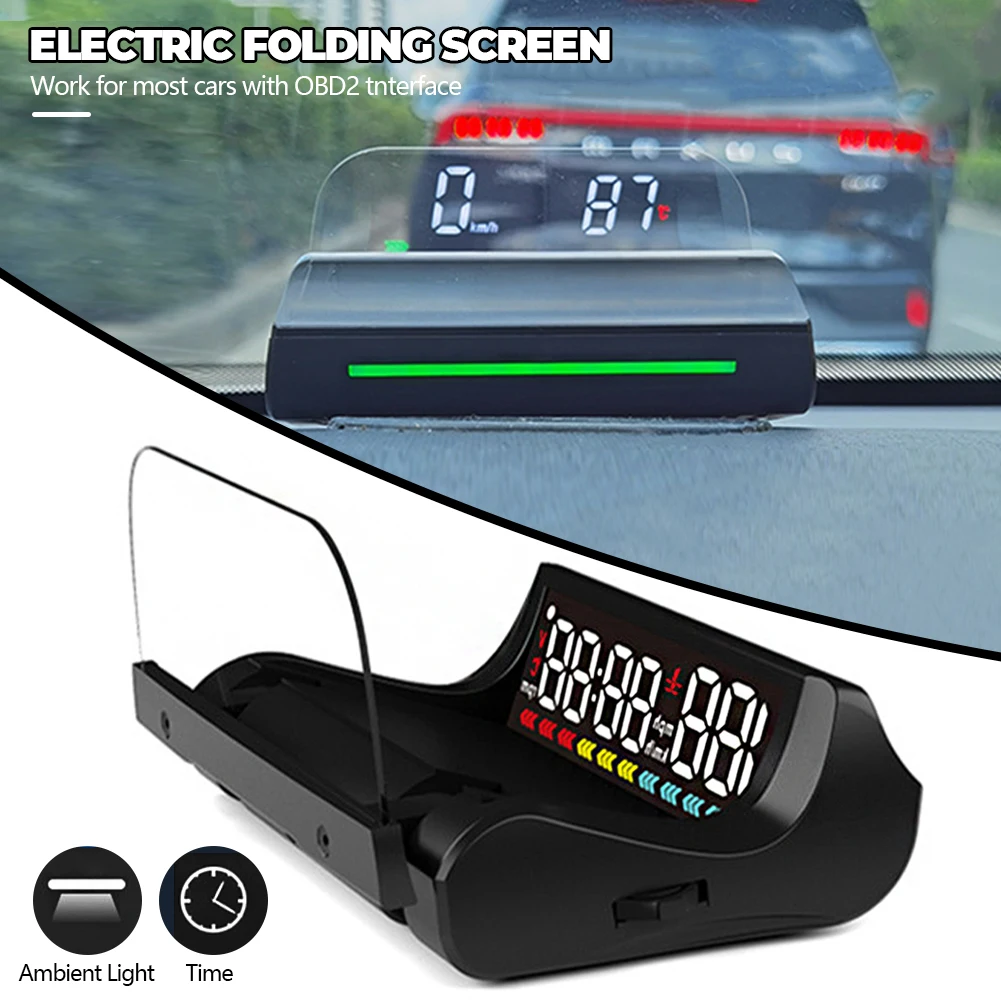 

Car HUD Head Up Display With OBD2 Interface Car OBD Code Table Speedometer Speeding Warning HD Display Board with Ambient Light