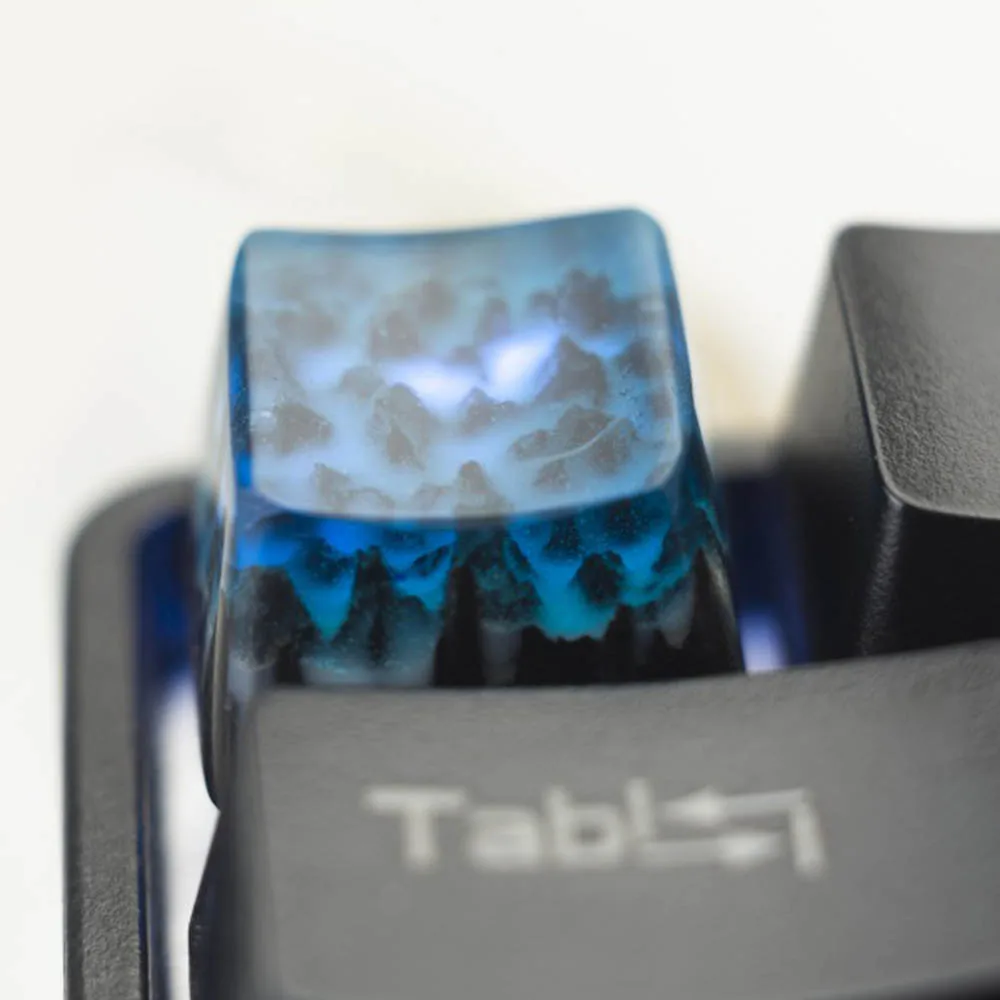 Индивидуальные 3D Handmand деревянные смолы подсветка Keycap для вишневого переключателя механическая клавиатура DIY синий черный снег горный Дизайн OEM