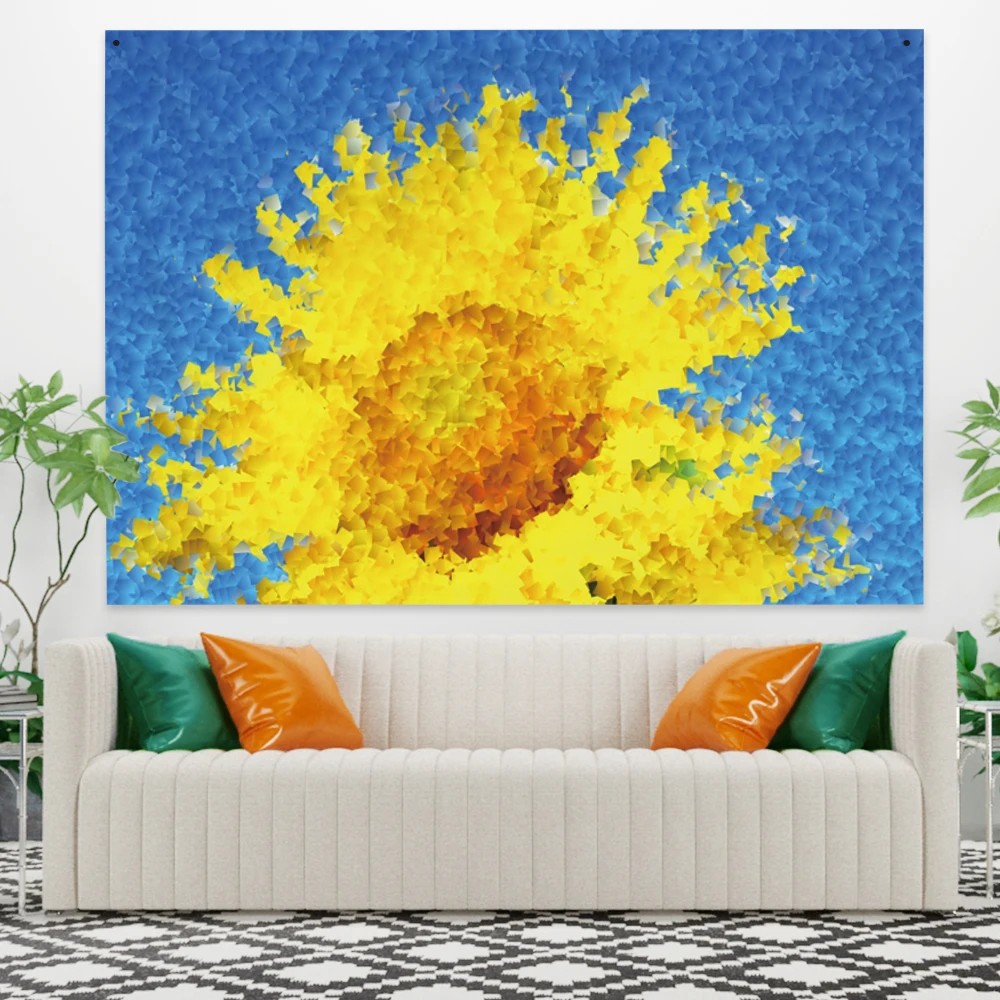 

Laeacco Oil Painting Sunflower Tapestry Art Wall Hanging Hippie Room Wall Rectangle Hanging Blanket Art Home Decor Multiple Size