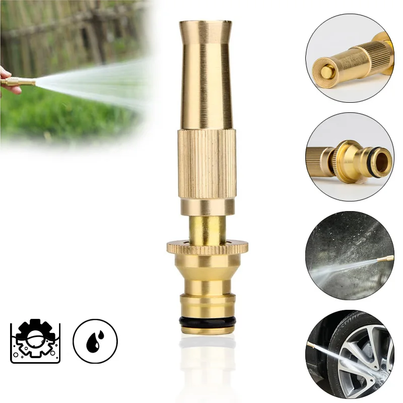 

1pcs Garden Irrigation Spray Gun Adjustable Brass Sprinkler Garden Hose Nozzle Car Wash Lawn Watering Water Gun Gardening Tools