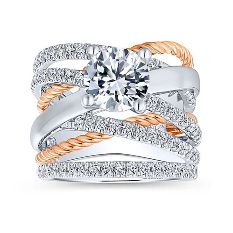 Женское кольцо для помолвки Skute двухцветное из розового золота с