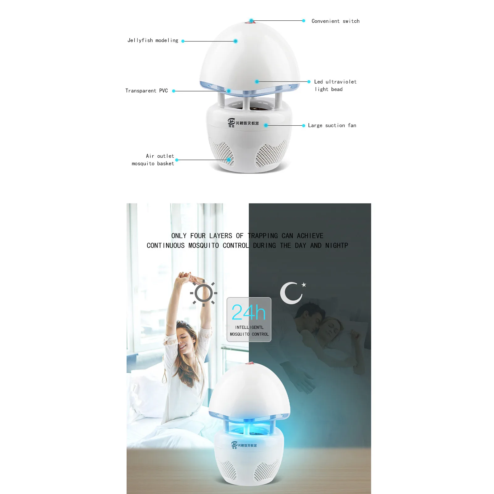 

Mute LED photocatalyst mosquito killer Electric Fly Insect Lamp LED Insect Trap Killers Photocatalyst Mosquito Killers With USB