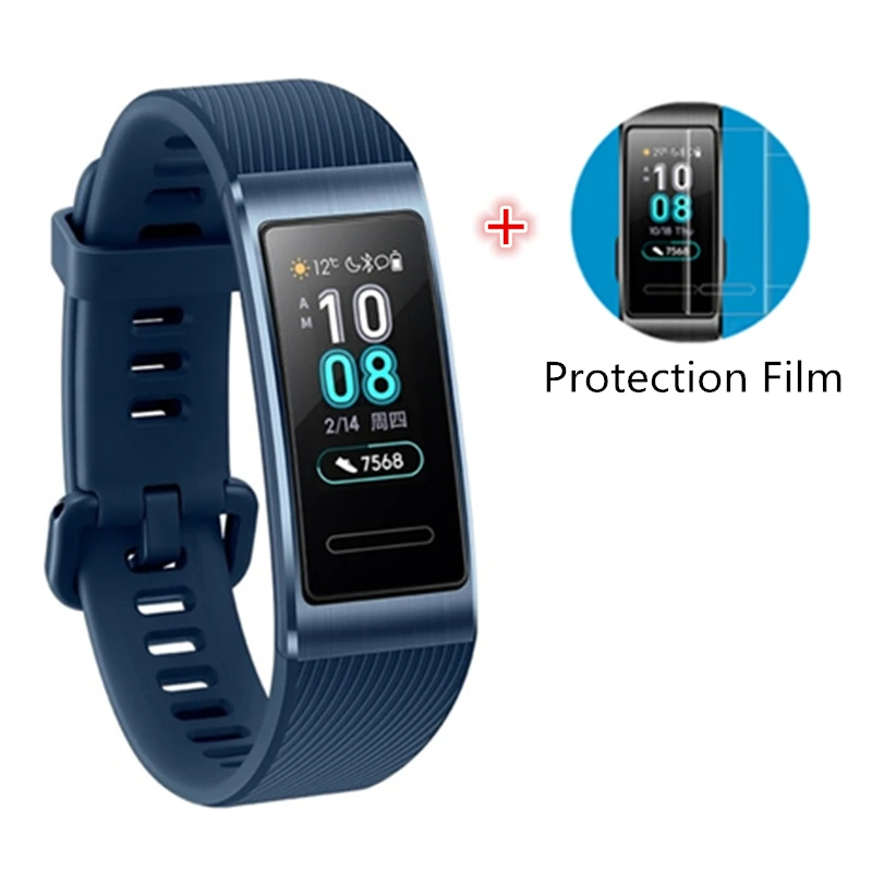 Blue add film Huawei Band 3 Pro Band 3 умный браслет band 3 pulseira трекер для плавания Водонепроницаемый Bluetooth фитнес-трекер сенсорный экран - Цвет: Blue add film