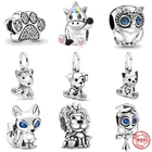 Горячая Мода Кошка Собака Сова Лев лиса кулон бусы, кулоны а-ля Pandora, браслет 925 стерлингового серебра DIY изготовления ювелирных изделий Berloque (брелоков) 2021