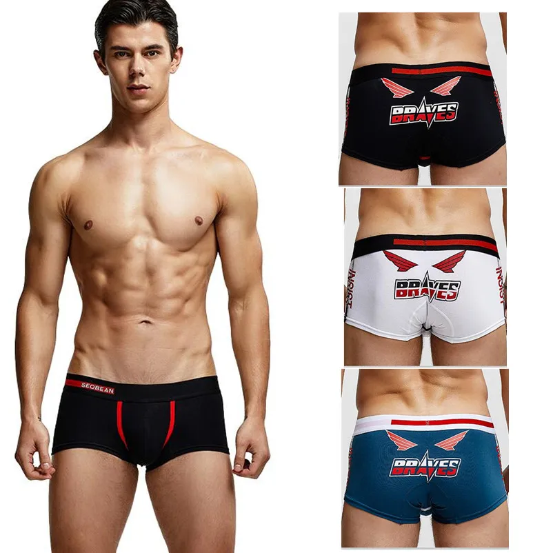 Мужское нижнее белье SEOBEAN модные хлопковые боксеры с низкой посадкой и белыми